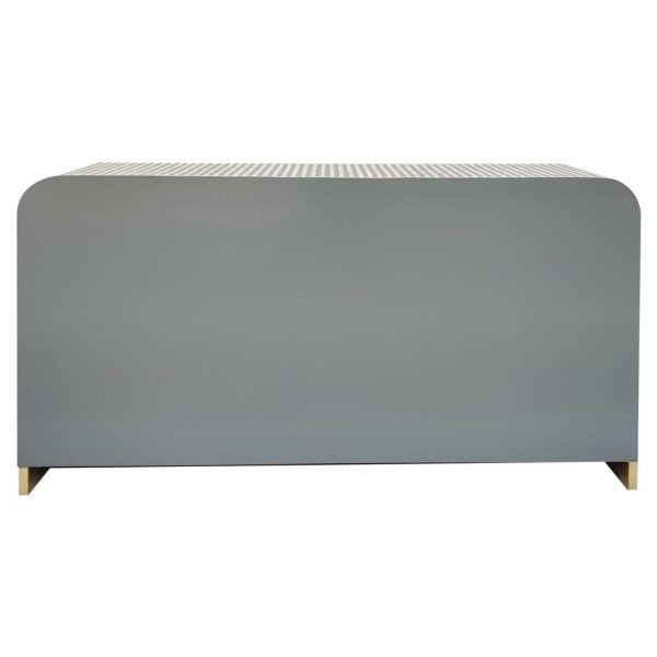 Chic Bone Inlay Sideboard: Striped Four-Door Storage - Image 4