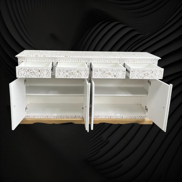 Pearlescent Arabesque Inlay Cabinet: Beauty in Bone - Image 3
