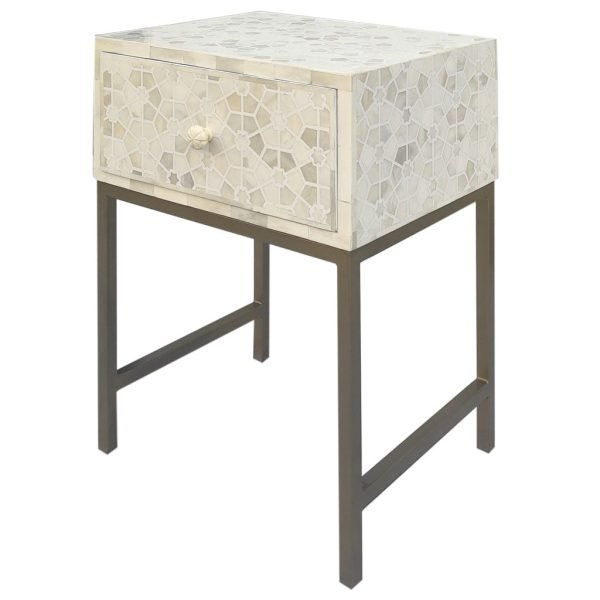 Starlight Bone Inlay Bedside Table
