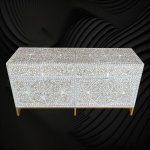 Grey MOP Inlay Buffet with Scroll Vine Design - Image 2