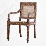 Teakwood Harmony: Bone Inlaid Chair