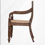 Teakwood Harmony: Bone Inlaid Chair - Image 3