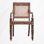 Teakwood Harmony: Bone Inlaid Chair - Image 4