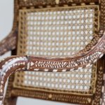 Teakwood Harmony: Bone Inlaid Chair - Image 2