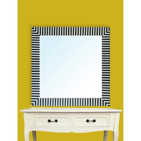 Modern Black and White MOP Mirror