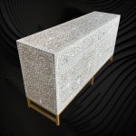 Grey MOP Inlay Buffet with Scroll Vine Design - Image 4