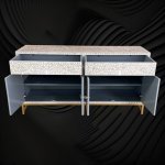 Grey MOP Inlay Buffet with Scroll Vine Design - Image 3