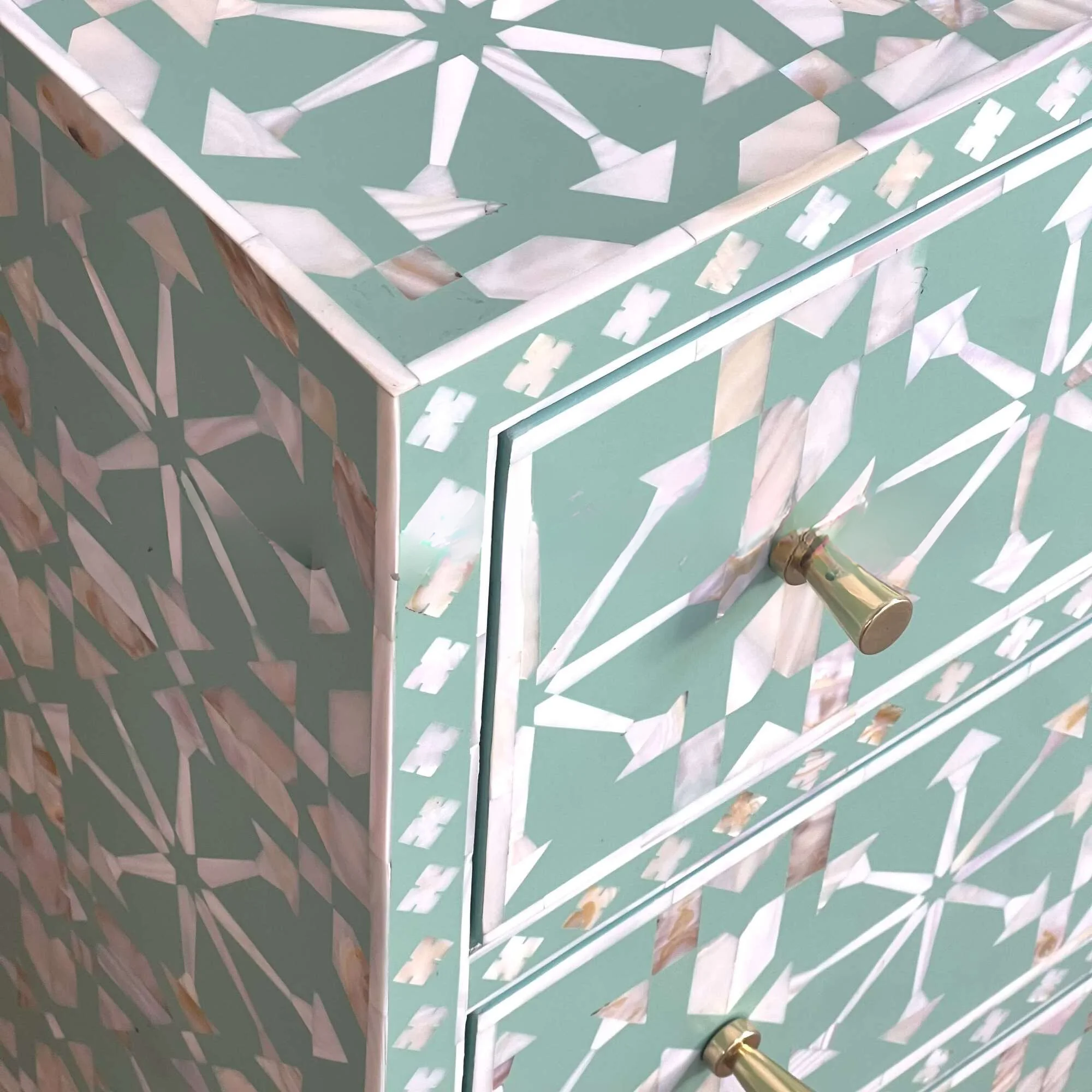 Moroccan Green MOP Inlay 9 Drawer Chest - Image 3