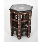 Bisque Brass-Hex Side Table: Intricate Moroccan Bone Inlay - Image 4