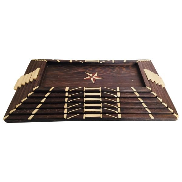 Antique Anglo-Indian Set of Six Staking Wood Trays with Bone Inlays - Image 4