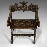 Antique X-Frame Chair, Middle Eastern, Mahogany, Seat, Bone Inlay, circa 1850 - Image 12