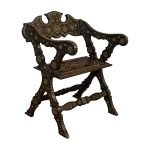 Antique X-Frame Chair, Middle Eastern, Mahogany, Seat, Bone Inlay, circa 1850 - Image 2