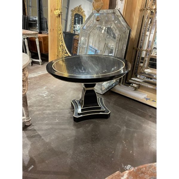 Vintage Italian Ebonized Oak and Bone Inlaid Center Table - Image 8