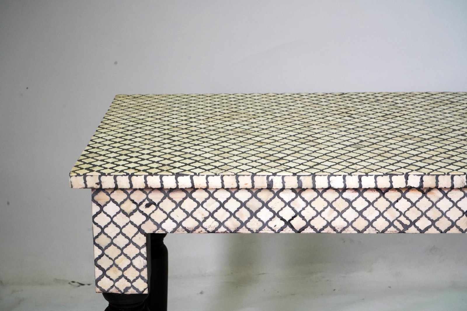 Dramatic Serving Table With Bone Inlay Top - Image 7