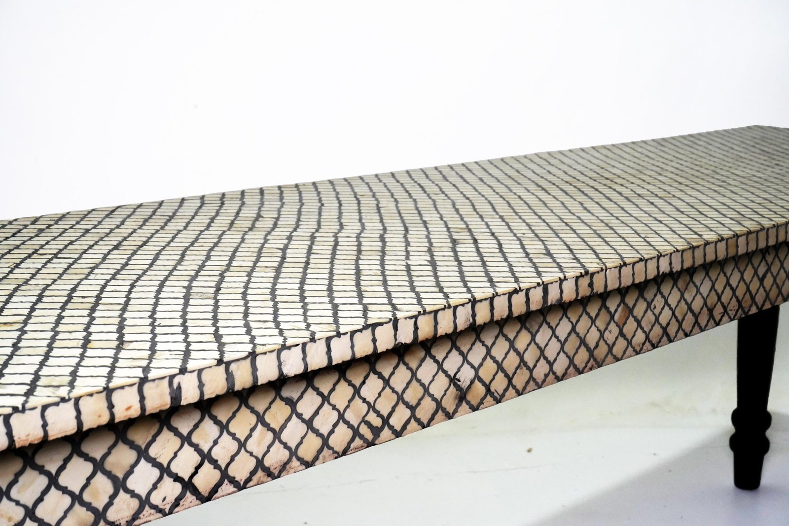 Dramatic Serving Table With Bone Inlay Top - Image 3