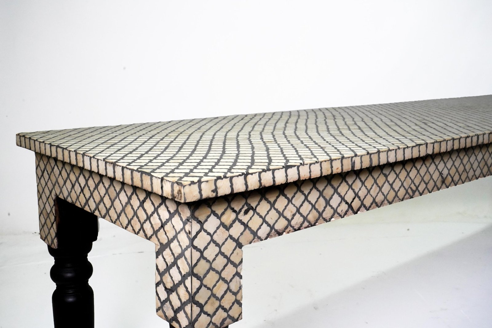Dramatic Serving Table With Bone Inlay Top - Image 4