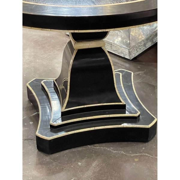 Vintage Italian Ebonized Oak and Bone Inlaid Center Table - Image 5