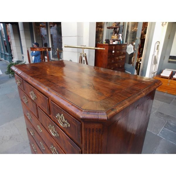 English Chippendale Burl Walnut Tall Chest with Hearing Bone Inlays, Circa 1740 - Image 10
