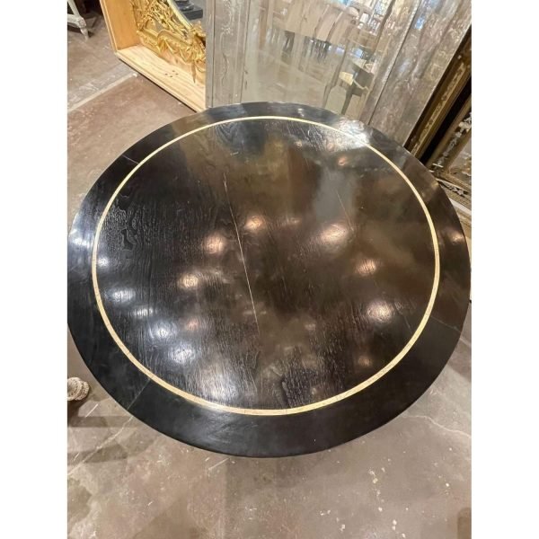Vintage Italian Ebonized Oak and Bone Inlaid Center Table - Image 3