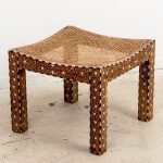 Bone Inlaid Caned Stool - Image 3