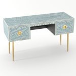 "Herringbone Bone Inlay Study Desk" - Image 3