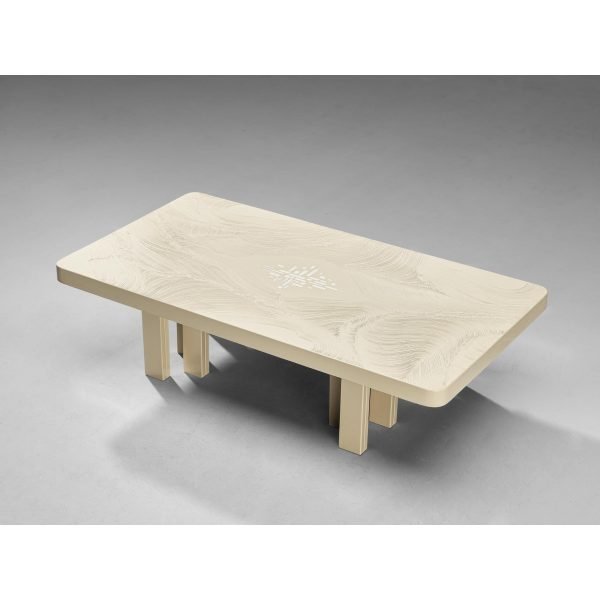 Jean Claude Dresse Coffee Table in Resin with Bone Inlay - Image 3