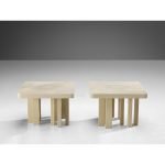 Jean Claude Dresse Pair of Coffee Tables in Resin with Bone Inlay - Image 9