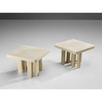 Jean Claude Dresse Pair of Coffee Tables in Resin with Bone Inlay - Image 6