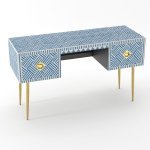 "Herringbone Bone Inlay Study Desk" - Image 4