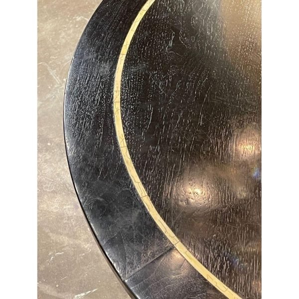Vintage Italian Ebonized Oak and Bone Inlaid Center Table - Image 7