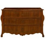 Italian 18th Century Louis XIV Period Walnut Inlaid Bombée Commode