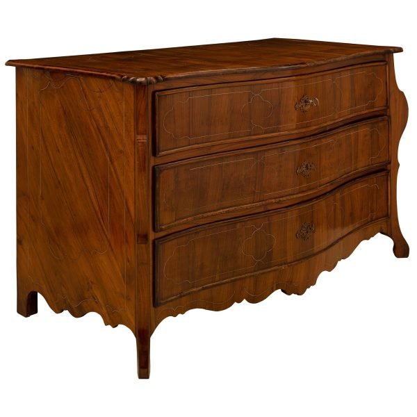 Italian 18th Century Louis XIV Period Walnut Inlaid Bombée Commode - Image 3