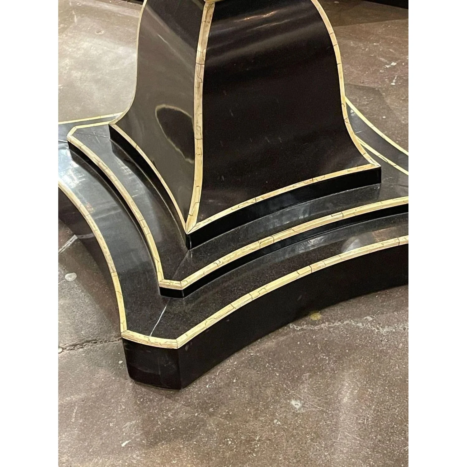Vintage Italian Ebonized Oak and Bone Inlaid Center Table - Image 6