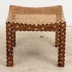 Bone Inlaid Caned Stool - Image 5
