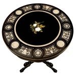 Ebony Marble Side Table with Bone Inlay - Image 2