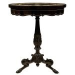 Ebony Marble Side Table with Bone Inlay
