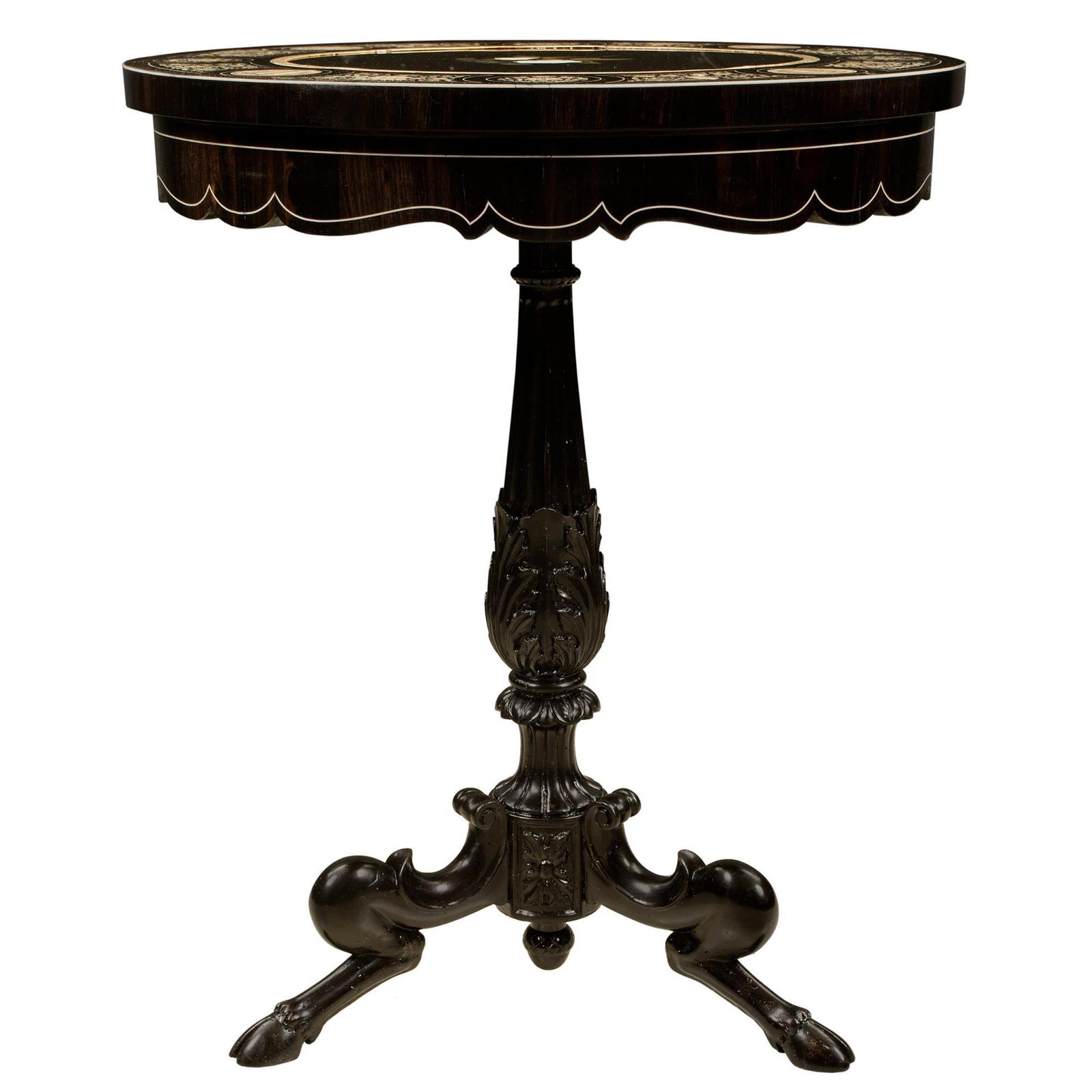 9150_2web_master Ebony Marble Side Table with Bone Inlay - Image 1
