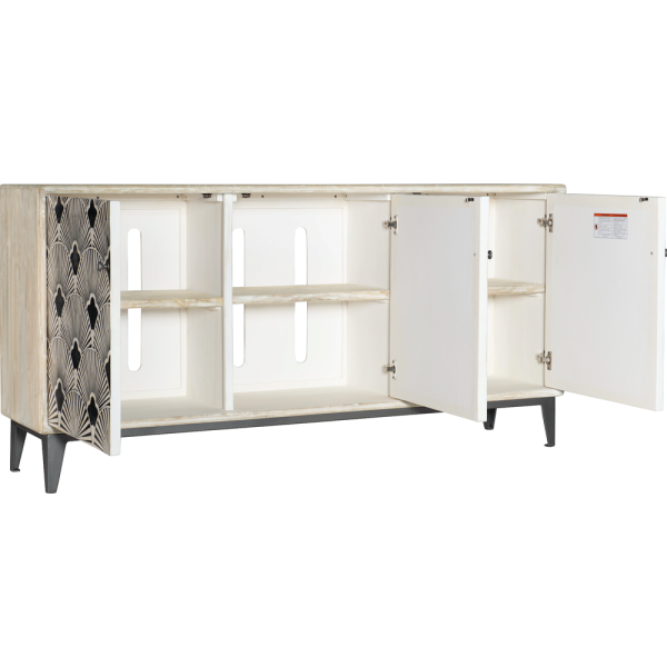 Exquisite Bone Inlay Floral Entertainment Credenza - Image 4