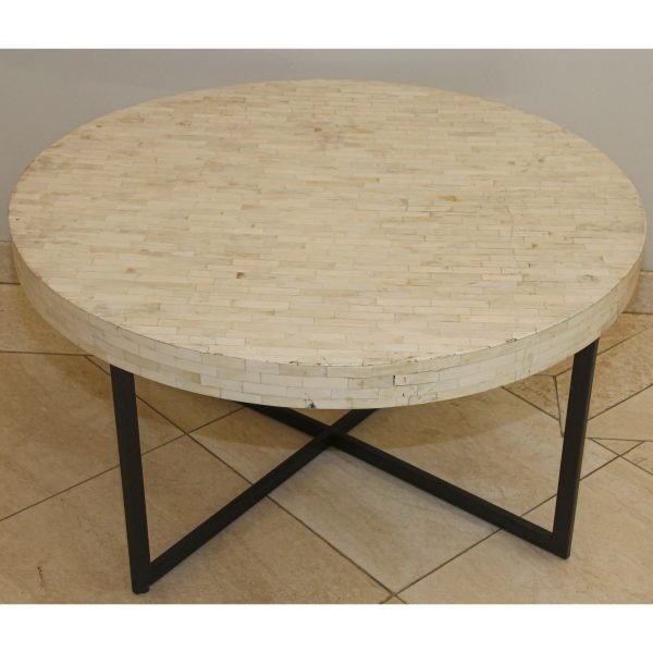 Contemporary White Bone Inlay Round Table - Image 3