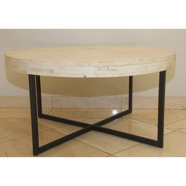 Contemporary White Bone Inlay Round Table - Image 4