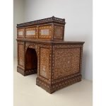 Antique writing desk with inlays and new leather top. Lebanon 1920s. - Image 5