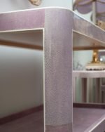Contemporary Three Tiered Bar Cart in Lavender Shagreen - Image 3
