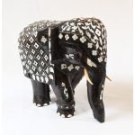 Pair Goan Indian Elephants Carved Hardwood Inlay, 1890 - Image 8