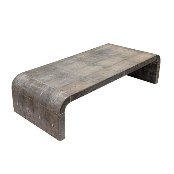 Karl Springer Coffee Table in Shagreen with Bone Inlays 1980s 'Signed' - Image 3