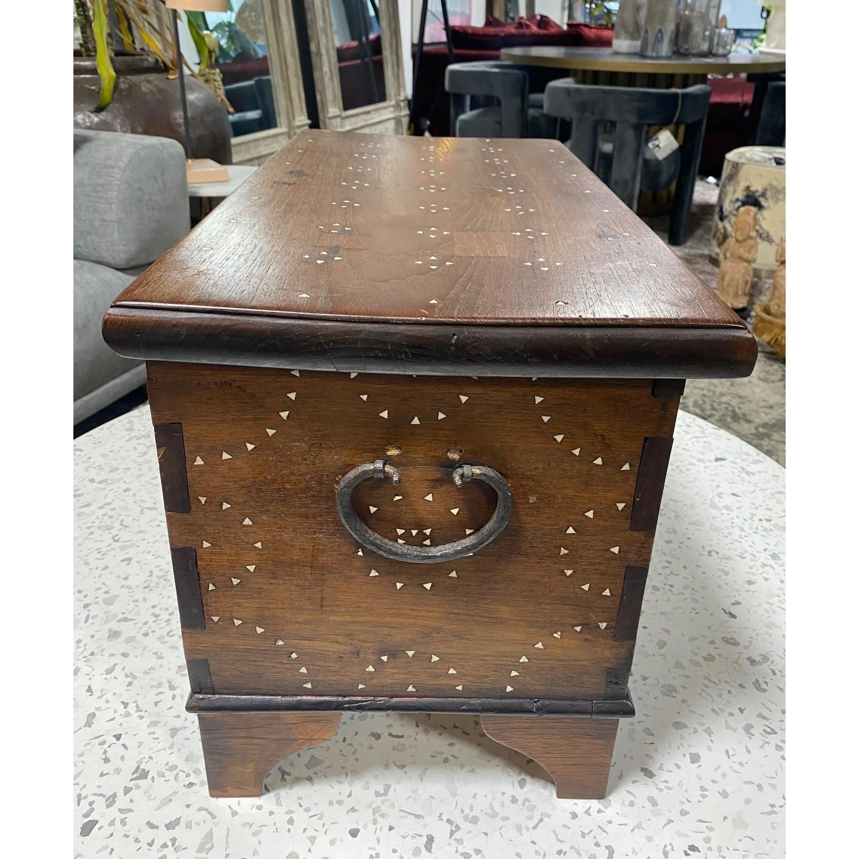 Beautiful Moorish Syrian or Asian Inlaid Inlay Wood Box Storage Chest Trunk - Image 10