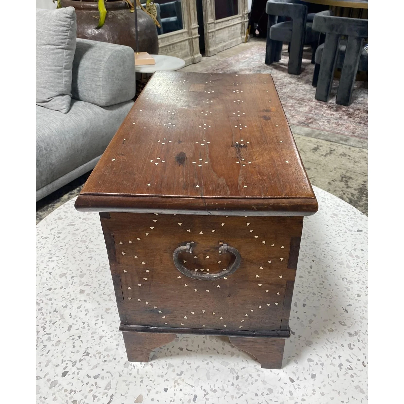 Beautiful Moorish Syrian or Asian Inlaid Inlay Wood Box Storage Chest Trunk - Image 7