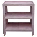 Contemporary Three Tiered Bar Cart in Lavender Shagreen