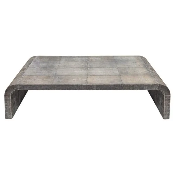 Karl Springer Coffee Table in Shagreen with Bone Inlays 1980s 'Signed'