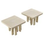 Jean Claude Dresse Pair of Coffee Tables in Resin with Bone Inlay