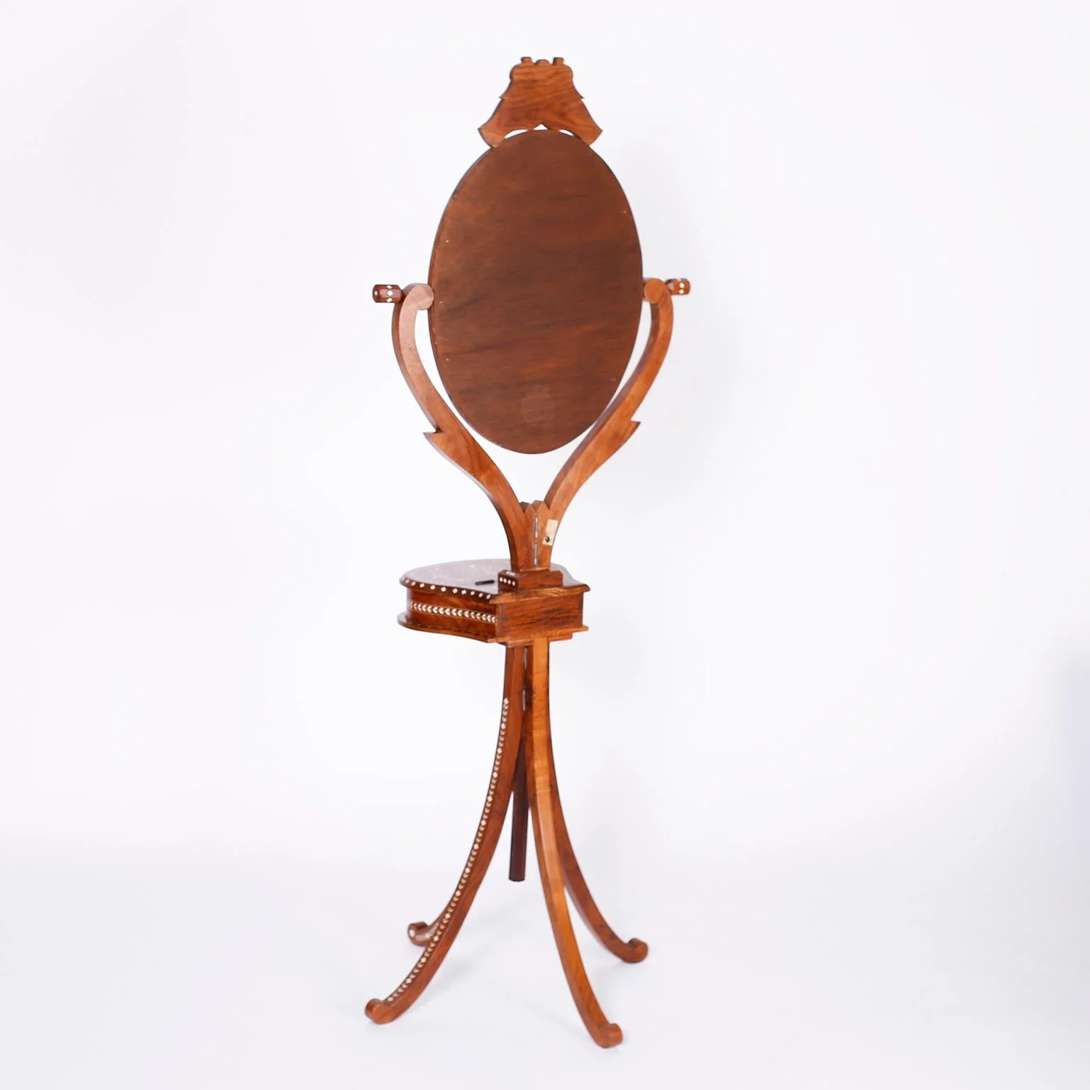 Anglo Indian Inlaid Vanity or Chevelle Mirror on Stand - Image 3